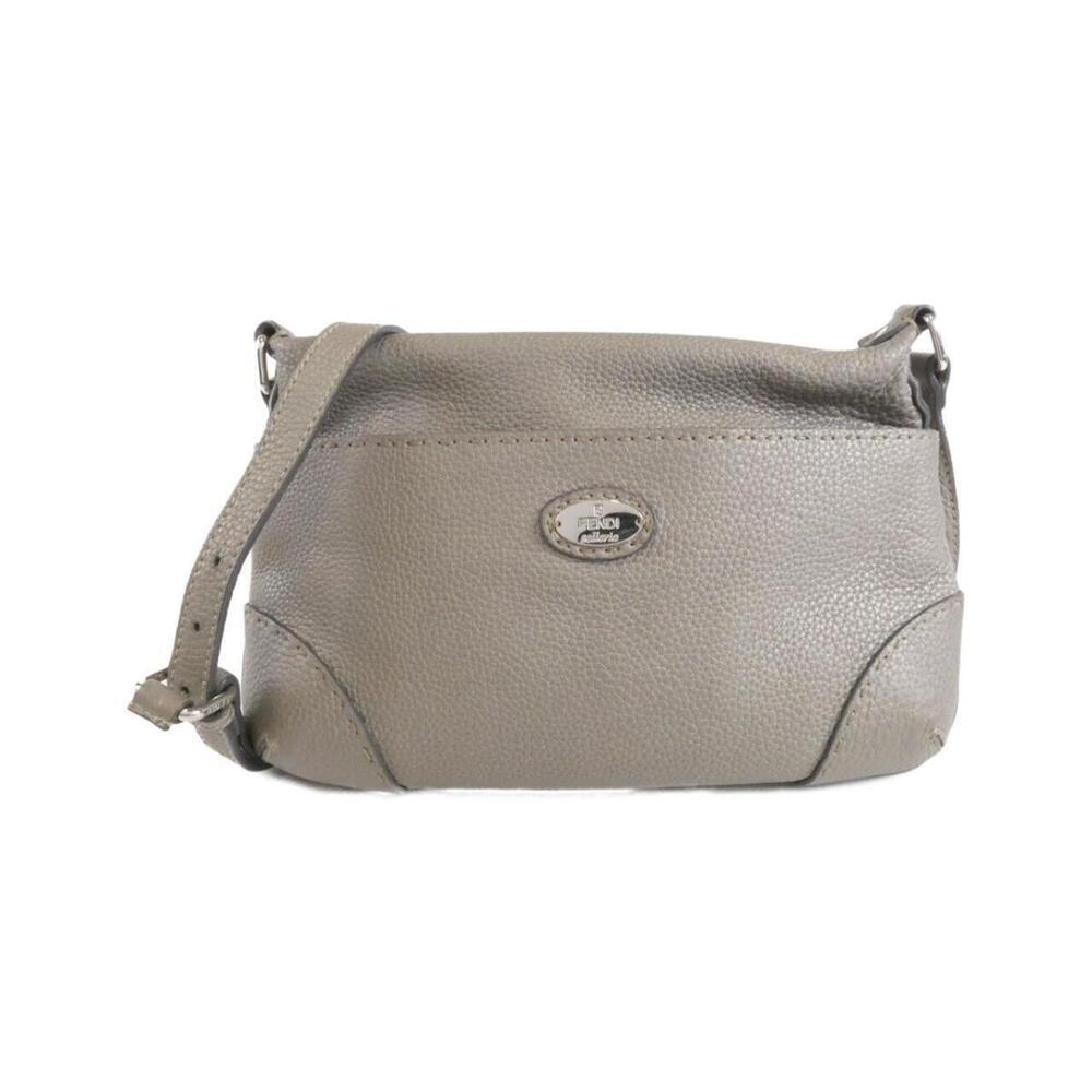 Fendi Selleria shoulder bag gray pebbled leather